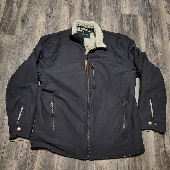 Orvis Jackets & Coats Orvis Green Canvas Sherpa Lined Coat Zip Up